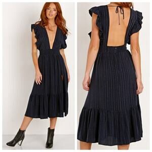 Stillwater Women size Medium The Jessie Midi Dainty Stripe Dress